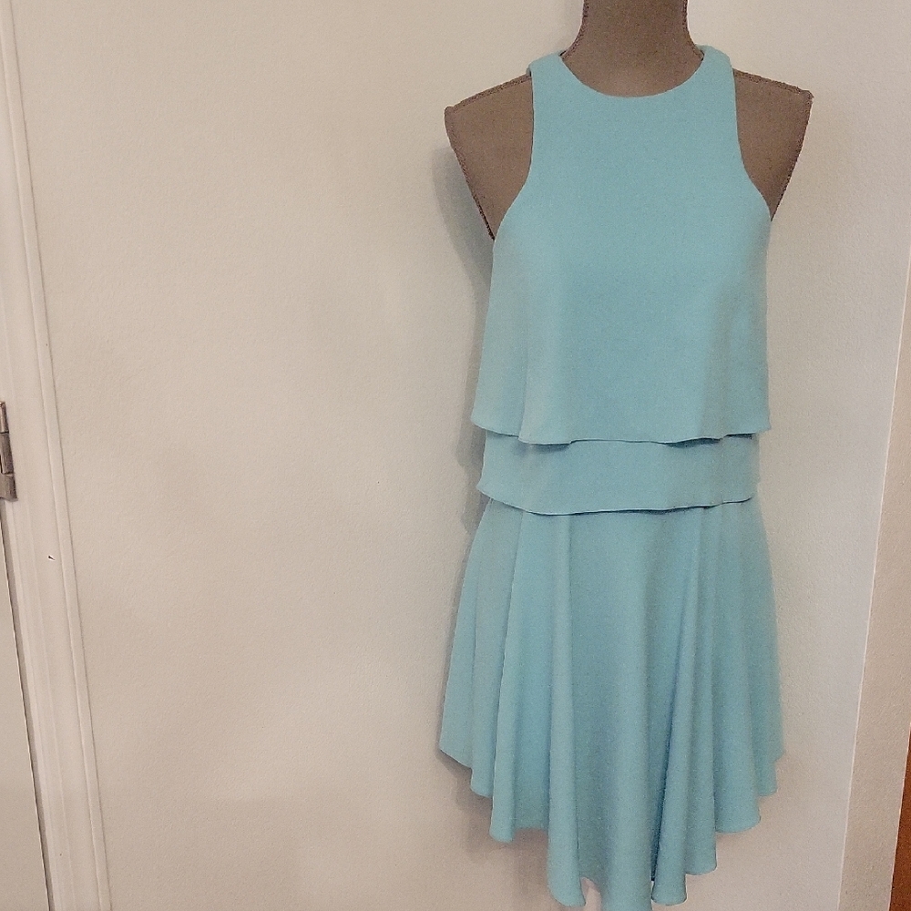 Tibi Light Blue Layered Mini Dress